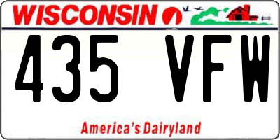 WI license plate 435VFW