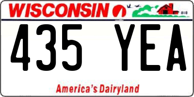 WI license plate 435YEA