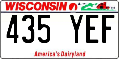 WI license plate 435YEF