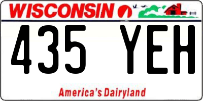WI license plate 435YEH