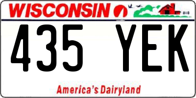 WI license plate 435YEK
