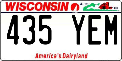 WI license plate 435YEM