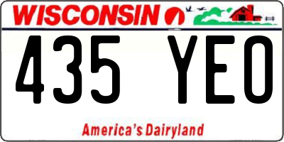 WI license plate 435YEO