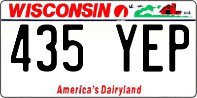 WI license plate 435YEP