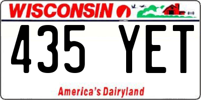 WI license plate 435YET