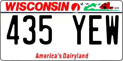 WI license plate 435YEW
