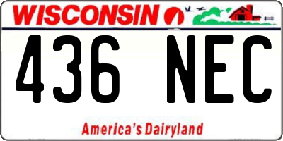 WI license plate 436NEC