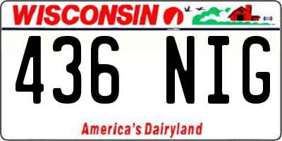 WI license plate 436NIG