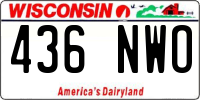 WI license plate 436NWO