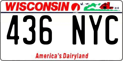 WI license plate 436NYC