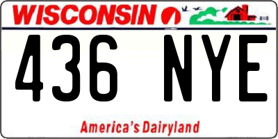 WI license plate 436NYE