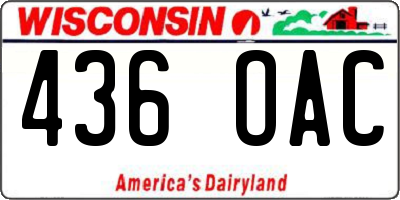 WI license plate 436OAC