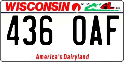 WI license plate 436OAF