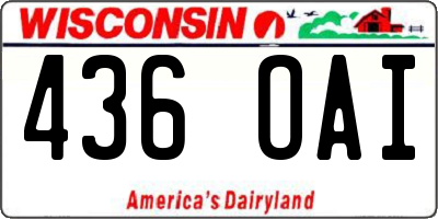 WI license plate 436OAI