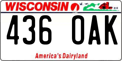 WI license plate 436OAK