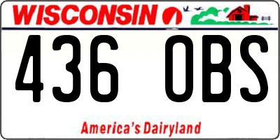 WI license plate 436OBS