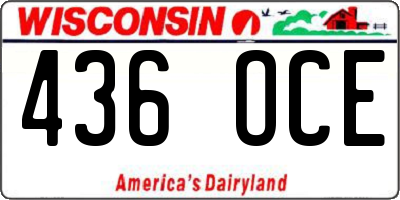 WI license plate 436OCE