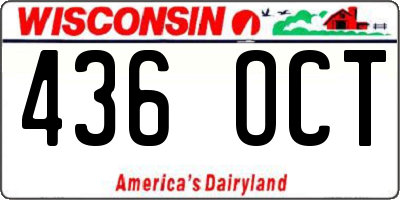 WI license plate 436OCT