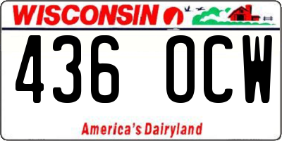 WI license plate 436OCW