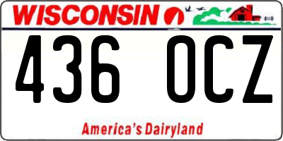 WI license plate 436OCZ