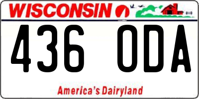 WI license plate 436ODA