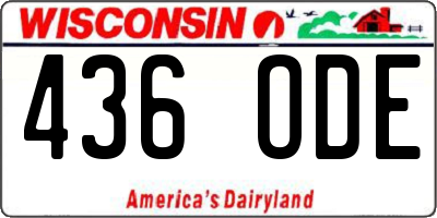 WI license plate 436ODE
