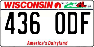 WI license plate 436ODF