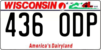 WI license plate 436ODP