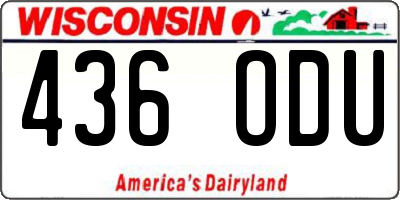 WI license plate 436ODU