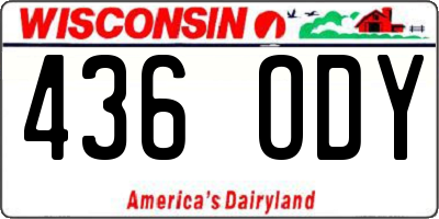 WI license plate 436ODY