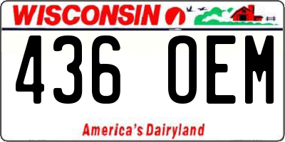 WI license plate 436OEM