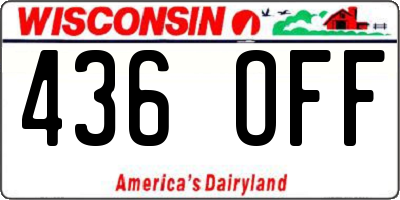 WI license plate 436OFF