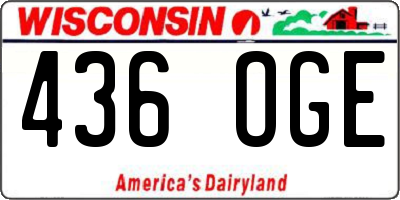 WI license plate 436OGE