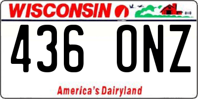 WI license plate 436ONZ