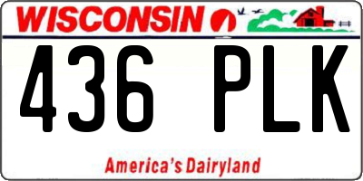 WI license plate 436PLK