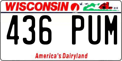 WI license plate 436PUM