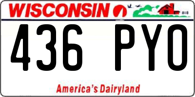 WI license plate 436PYO