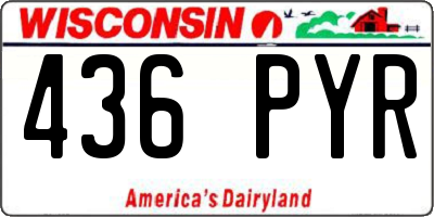 WI license plate 436PYR