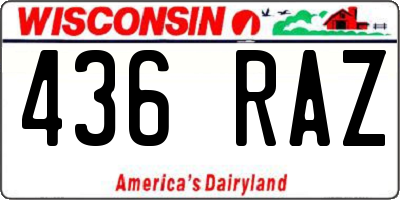 WI license plate 436RAZ
