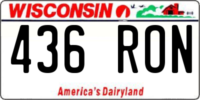 WI license plate 436RON