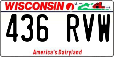 WI license plate 436RVW