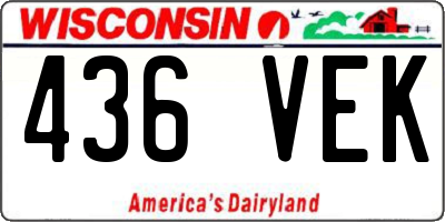 WI license plate 436VEK