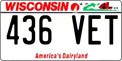 WI license plate 436VET