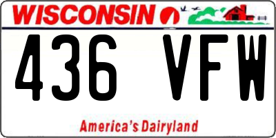 WI license plate 436VFW