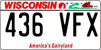 WI license plate 436VFX