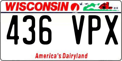 WI license plate 436VPX