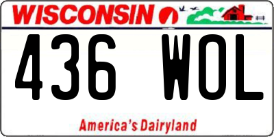 WI license plate 436WOL