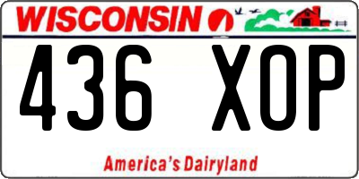 WI license plate 436XOP