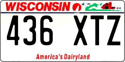 WI license plate 436XTZ