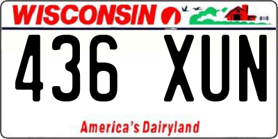 WI license plate 436XUN
